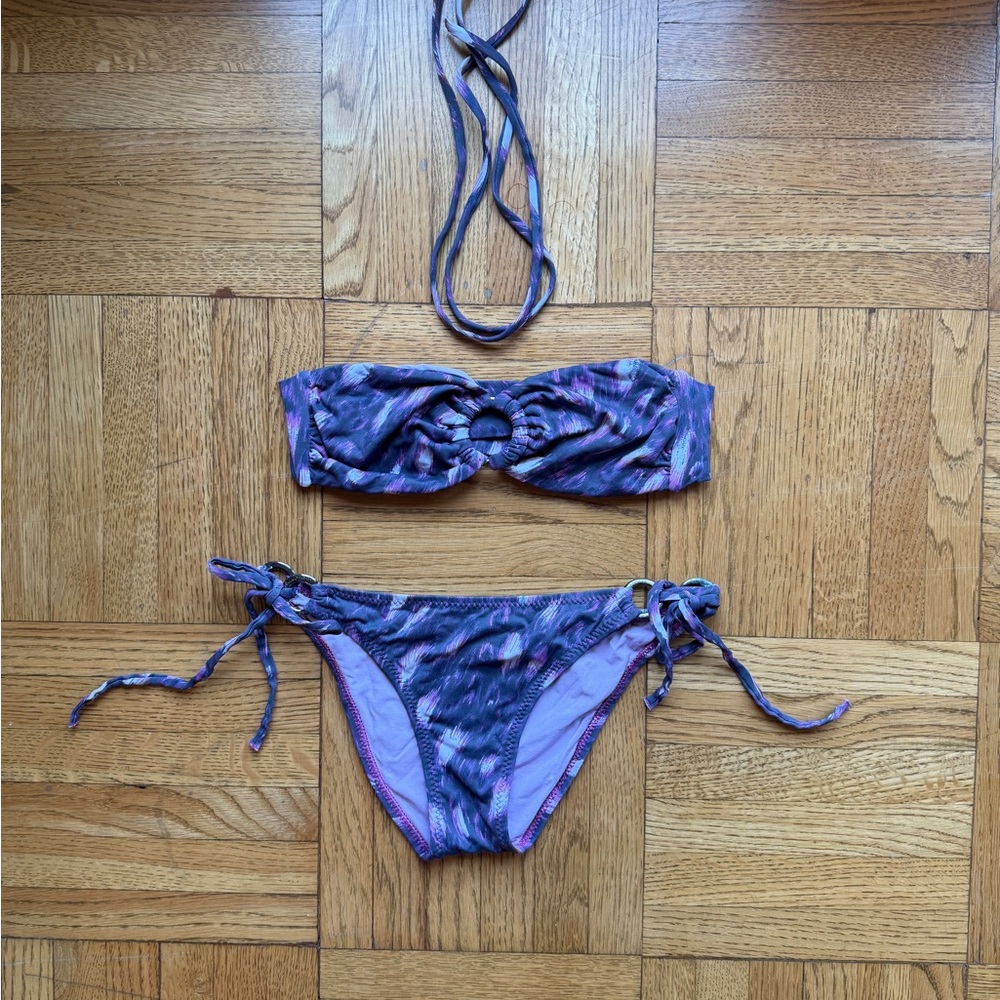Melissa Odabash Lavender Animal Print Bandeau Bikini Top & Bottom